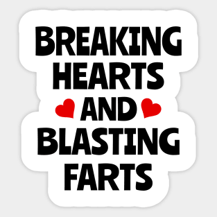 Breaking hearts and blasting farts funny babygrow onesie Sticker